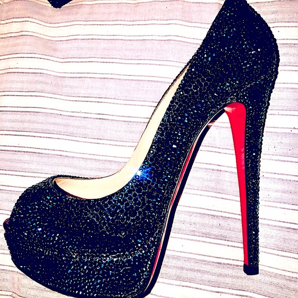 New Christian Louboutin Strass Lady Peep 150 Pumps - Picture 5 of 14